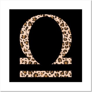 Libra Zodiac Horoscope Symbol in Leopard Print Posters and Art